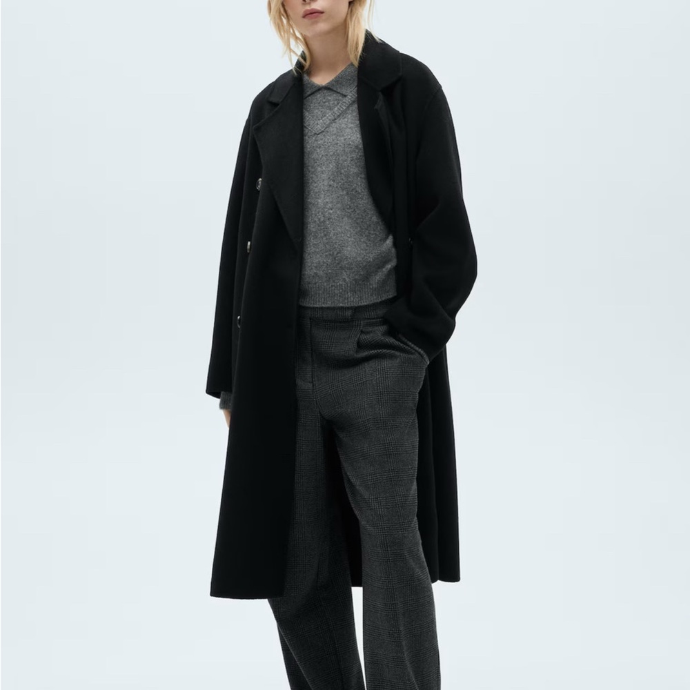 Stylish Black Oversize Overcoat from MANGO